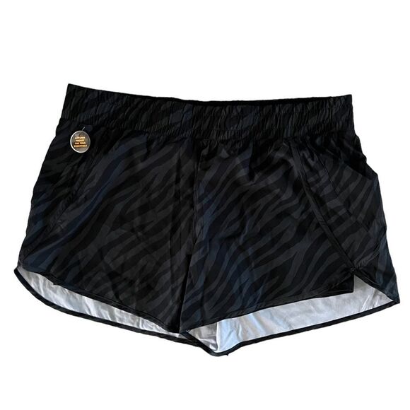 NWOT Avia Running shorts black tiger stripe print XXL zippered pocket - Picture 1 of 5